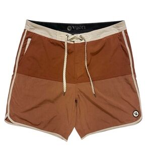 Vuori Men’s Cruise Boardshort - Orange Color-block SZ 34